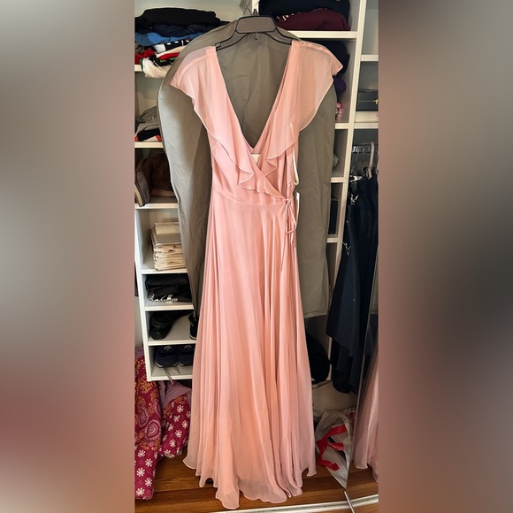 NWT Jenny Yoo Faye wrap dress, rosewater luxe chiffon size 4 unaltered & unworn - Picture 3 of 6